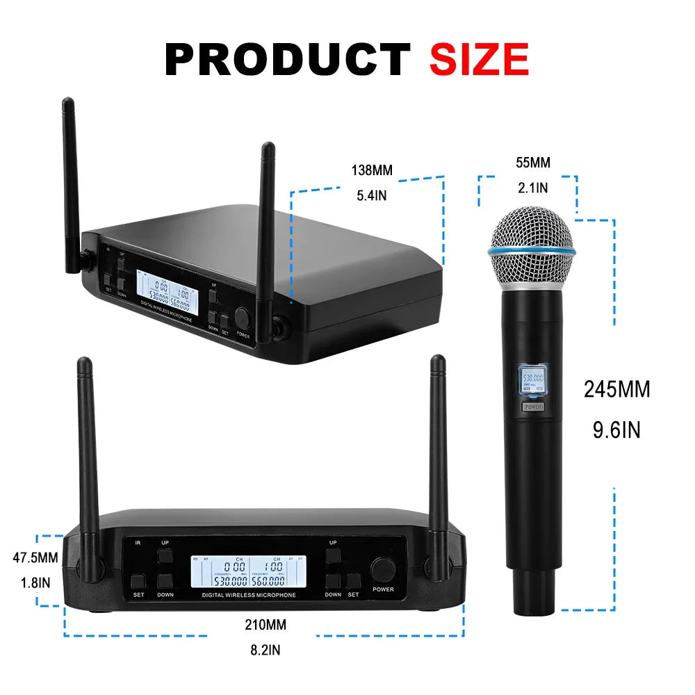 Original GLXD Four Microphone Set with Imitation Whistling Sound Dual Microphones and FM Receiver