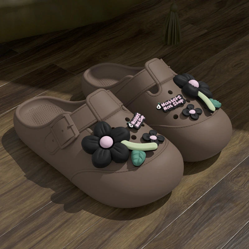 Clogs Fashion Women's Sandals Summer 2025 Mules Flower Luxury Designer Slippers Home Platform Woman Shoes Indoor Outdoor Slides