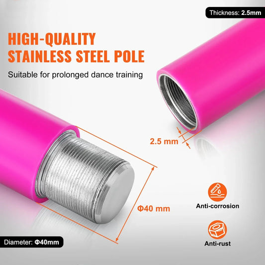 SIHAO Stainless Steel Silicone Tube Spinning Dance Pole — Fitness Equipment for Pole Dancing, Perfect for Home, Bar, and Gym Exercise