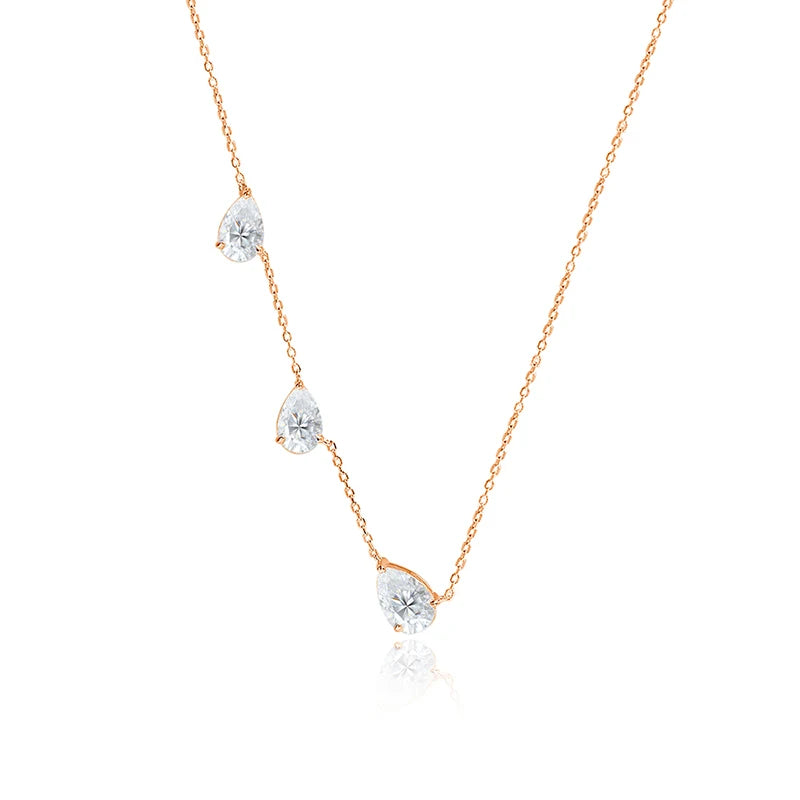9cttw 3-Stone Waterdrop Moissanite Pendant Necklace for Women Luxury S925 Silver East West Pear Cut Diamond NeckChain Jewelry