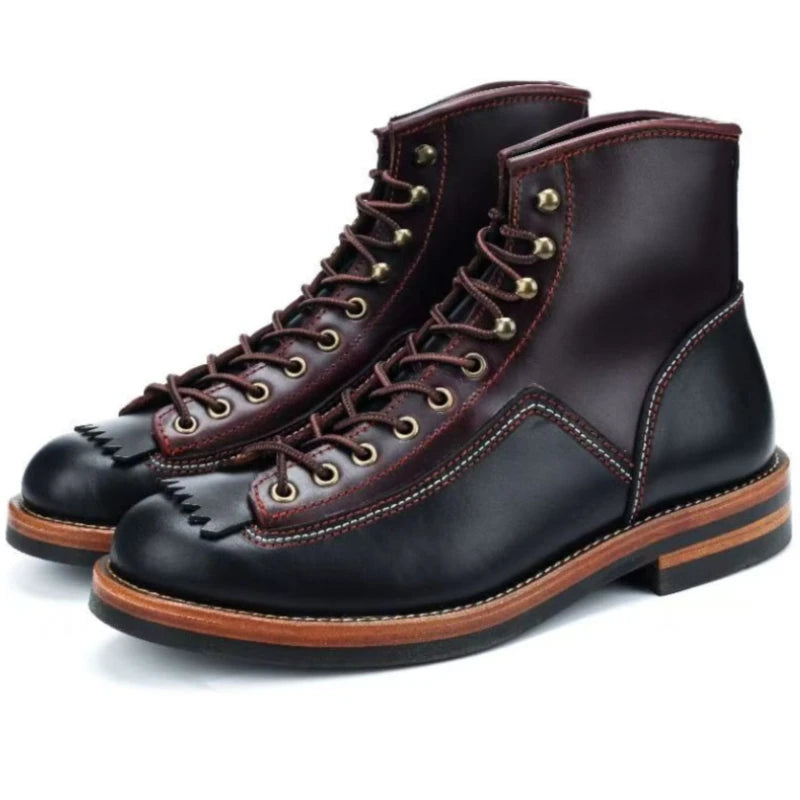 Hot New Arrival! Vintage Motorcycle Boots Casual Men Ankle Boots Cowhide Leather Shoes Wedge Tooling Desert Boots Moto Shoes