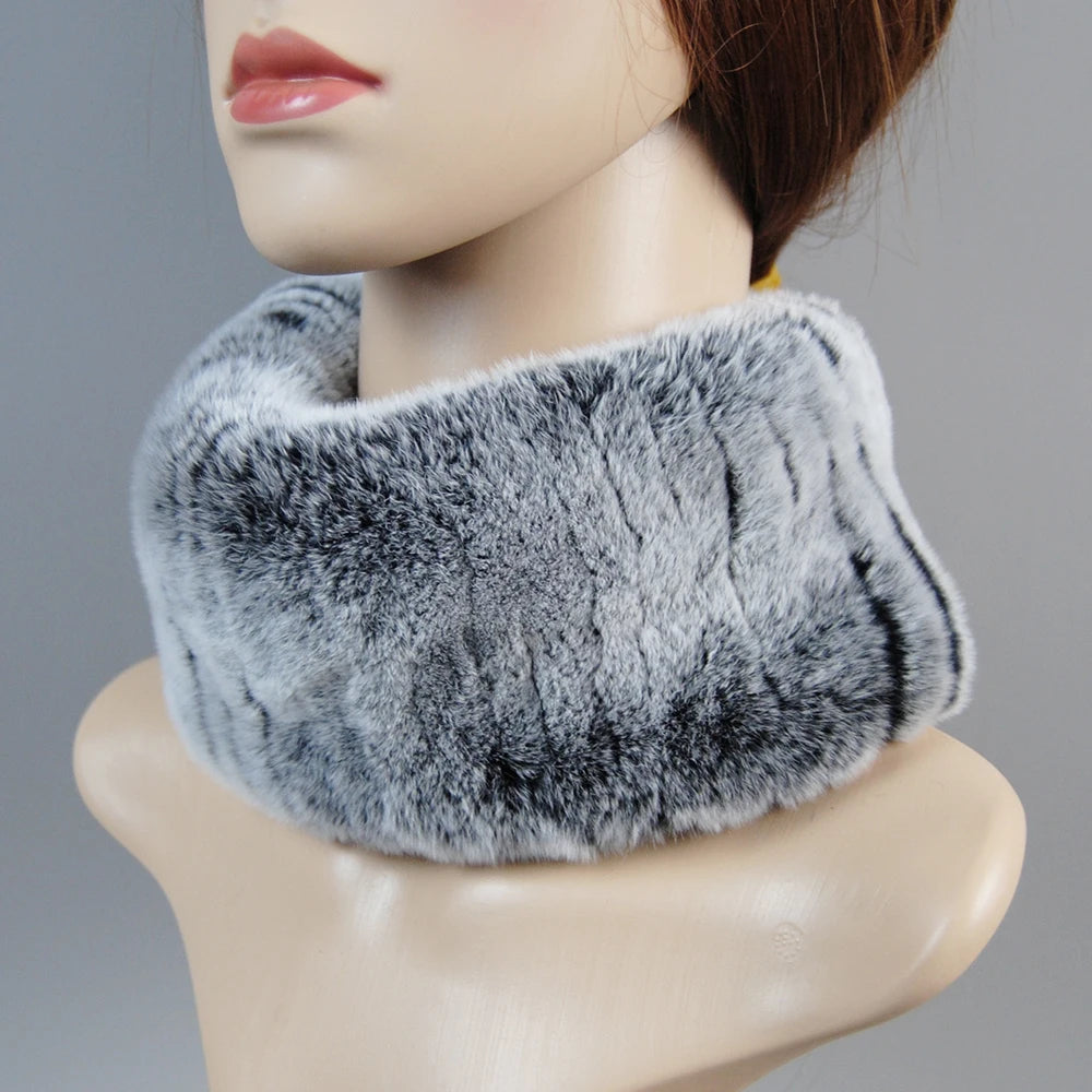 New Winter Lady Brand Hand Make Real Genuine Fox Fur Hat Scarf Girls Natural Real Rex Rabbit Fur Ring Cap Real Fur Scarves Hats
