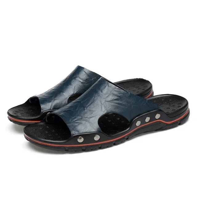 Men Summer Slippers Breathable Luxury Sandals Shoes Beach Classics Leather Mens Slippers Outdoor Flip Flop Indoor Slides Man