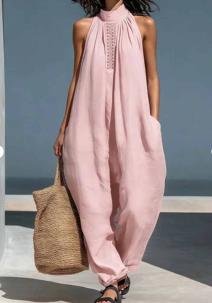 Women's 2026 Summer New Sleeveless Jumpsuit Casual Loose Wide Leg Pants Vacation Style Pockets Casual Jumpsuits Women Clothing