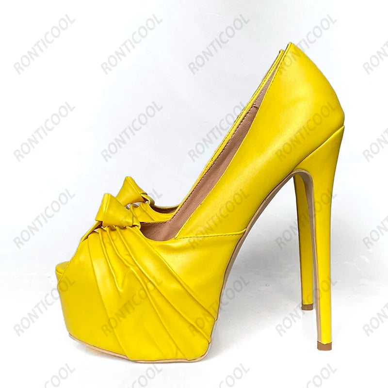 Ronticool New Fashion Women Platform Pumps Stiletto Heels Peep Toe Gorgeous Gold Party Shoes US Plus Size 5-20