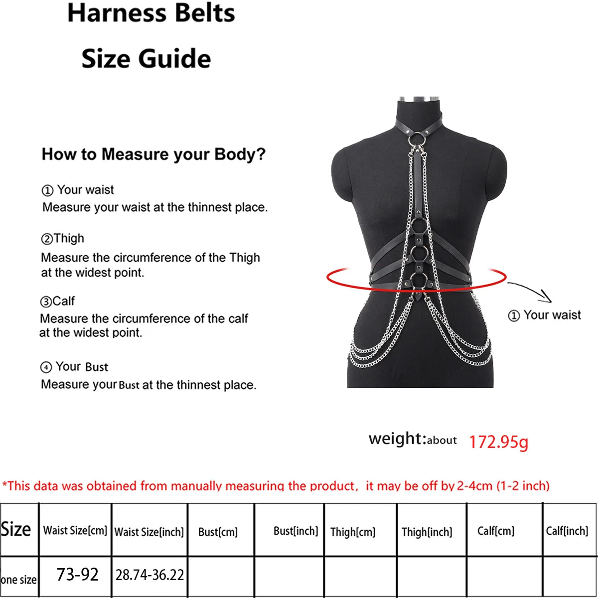 Women Sexy Body Chest Chain Jewelry Waist Belt Belly Chains Festival Fashion Jewelry for Women Gothic Accessories