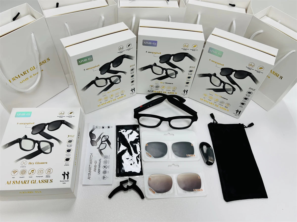 LIGE New Smart Glasses 500W Camera HD Video Recording Bluetooth Call Glasses AI Smart Translation Sunglasses WiFi Transmission