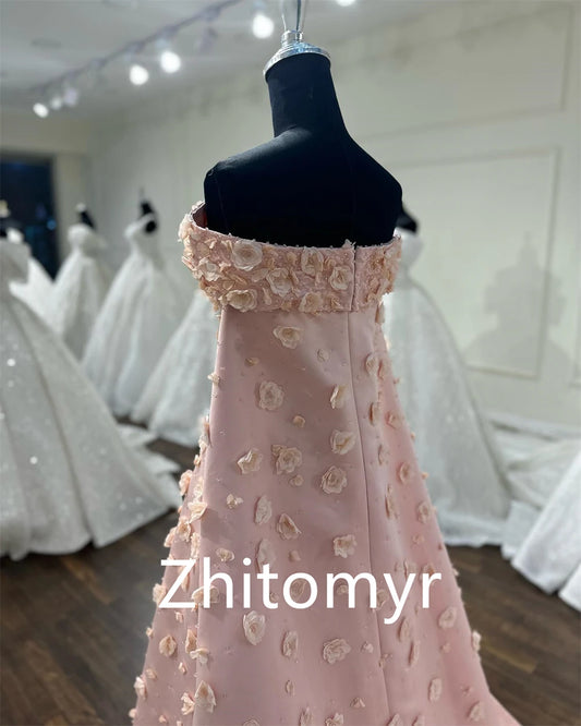 Customized Jiayigong Prom Satin Flower Wedding Party Gown Strapless Bespoke Occasion Long Dresses
