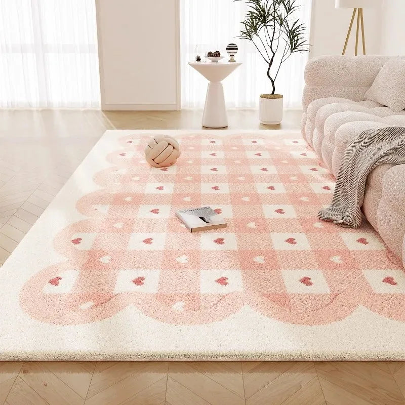 Sweet Pink Living Room Carpet Large Butterfly Print Fluffy Bedroom Rugs Soft Fashionable Ins Style Coffee Table Mats Alfombra 러그