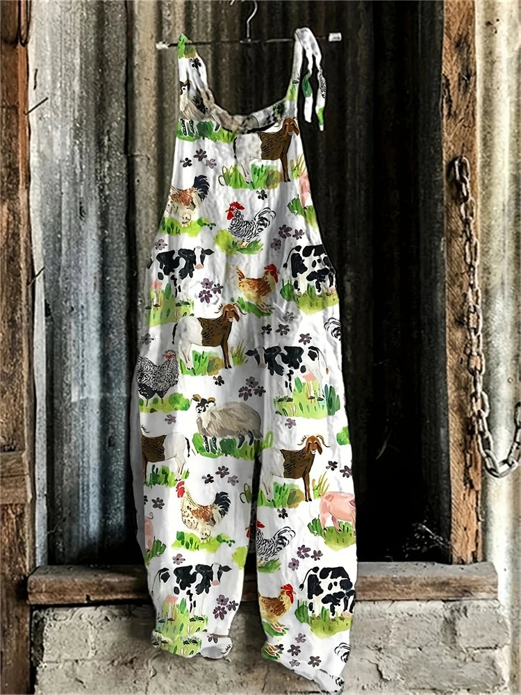 New Fashion 3D Printed Women's Jumpsuit Spring And Summer Breathable New Suspenders Home Comfort Adjustable Back Pants