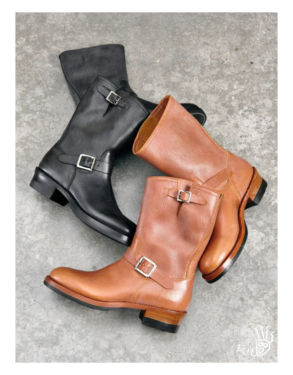 KOWM Cowhide Hiking shoes workwear goodyear shoes trendy ankle shoes walking sneakers Brown trekking boots men Engineer's boots