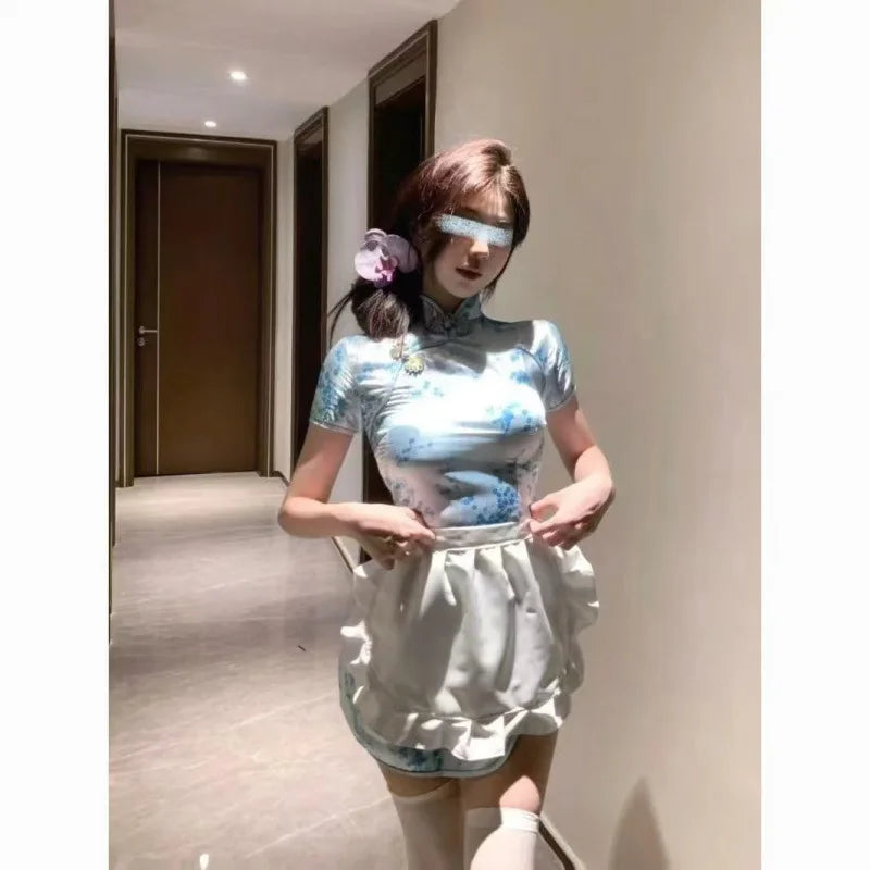 New Sweet and Spicy Retro Suit Summer New Spice Girl Tube Top Lace Stitching Skirt Waist Slim Two-piece Suit