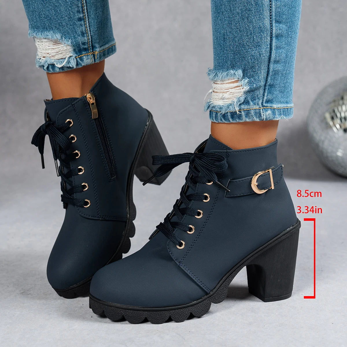 New Spring Winter Fashionable Versatile Women Boots Lace-up Fashionable Versatile Ladies Shoes Comfortable High Heels Boots