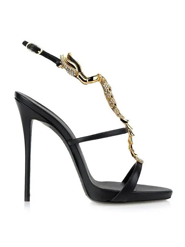 Classic Summer New Women's Stiletto Heel Sheepskin Peep Toe Platform Rhinestone Sandals High Heel Ankle Strap Pumps Sandals