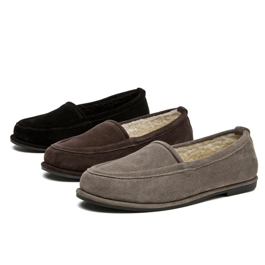 Winter Shoes Women's 2026 New Wool One-piece Women's Loafers Low Heel Fashion Casual One-Foot Slip-on Warm Ladies Shoes
