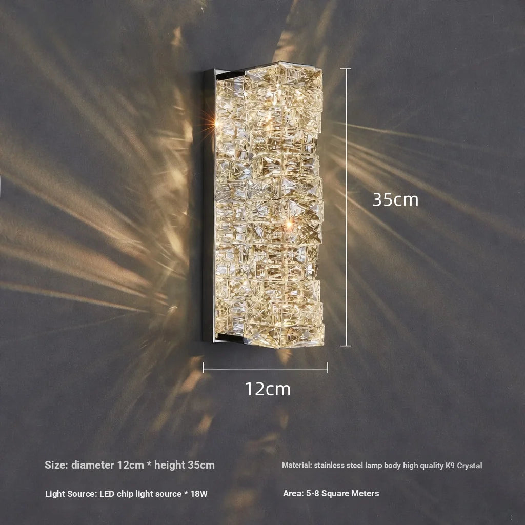 Luxury Crystal Wall Lamp Modern LED Sconce Chrome Gold Mirror Wall Light For Living Room Bedroom Aisle Indoor Decor Vanity Light
