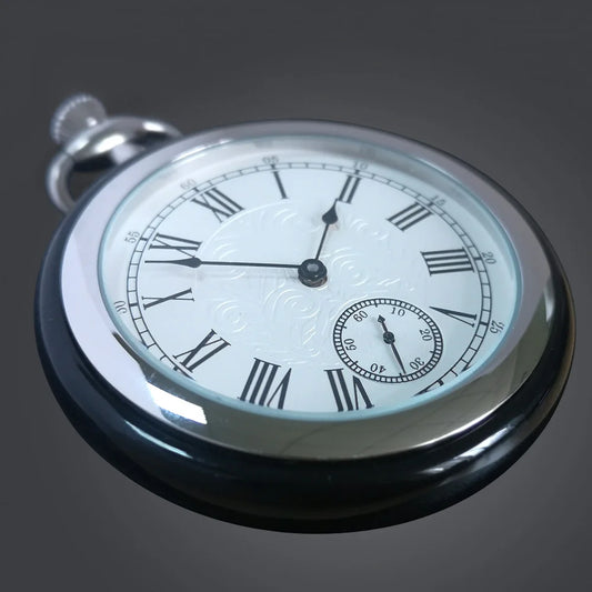 Luxury Mechanical Pocket Watch High Quality Jade & Stainless Steel Case Vintage Fob Chain Watch Mens Womens Gifts