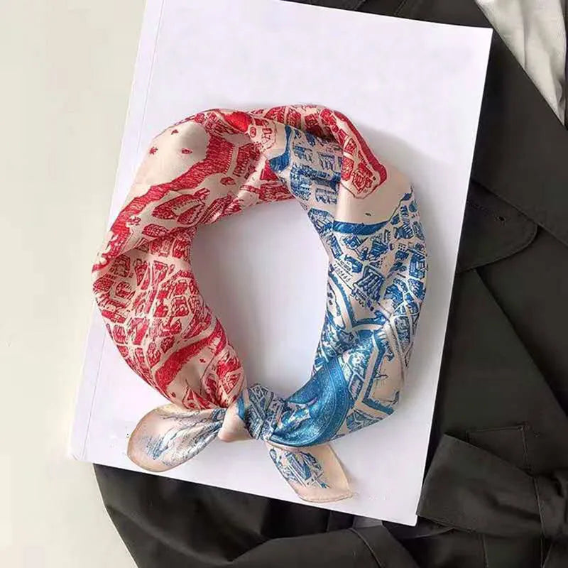 Silk Scarf For Bag Lady Neck Tie 100% Silk Scarf Luxury Brand Print Flower Stripe Plaid Dot Bandana Hair Tie Handkerchief Gifts
