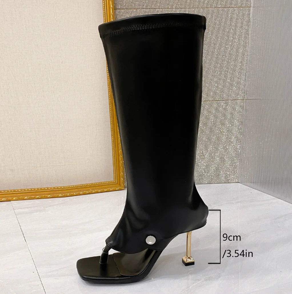 Summer New Womens Shoes Fashion Open Toe Summer Boots for Woman Exquisite High Heeled Flip Flops Designer Shoes Zapatos De Mujer
