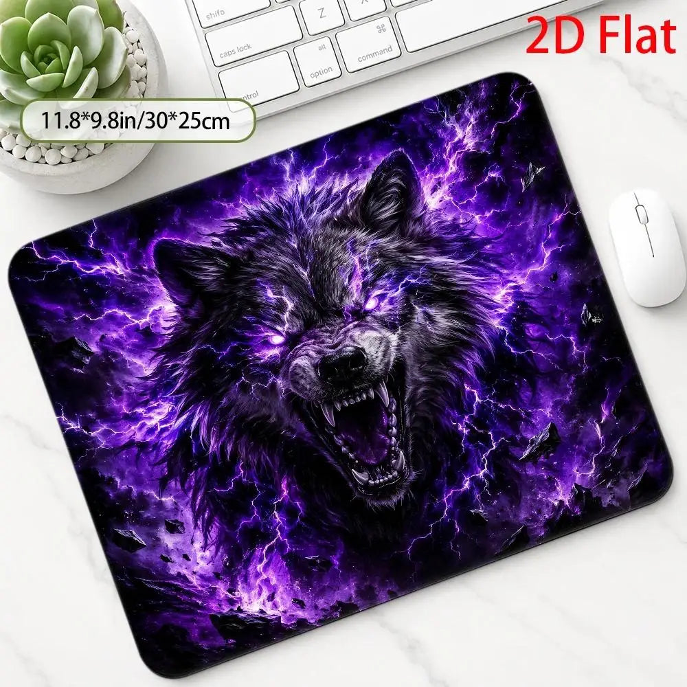 Wild Purple Lightning Wolf Mouse Pad, Mythical Fantasy Game Mouse Pad, Dark Gothic Design Style tapis de souris pc accessories