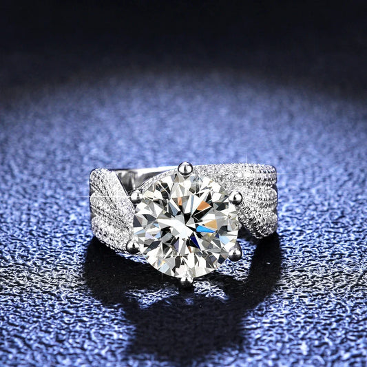 Platinum Pt950 18k 5 Carat Full Moissanite Diamond Rings for Women D Color Wedding Engagement Ring Gift for Valentine's Day