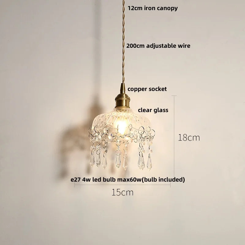 IWHD Knob Switch LED Pendant Lamp Bedroom Restaurant Cafe Luxury Crystal Glass Nordic Modern Interior Home Decor Hanging Lights