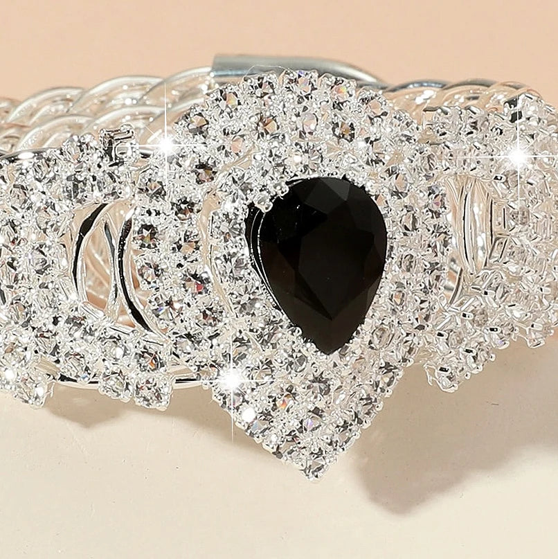 1pcs gorgeous metal full diamond spring open bracelet Eid al-Adha party gift wedding daily fashion decoration jewelry