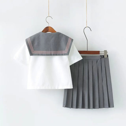 High School orm Skirt Set een Lapel Sailor Suit Student Outfit for Teens Japanese Sle All Seasons