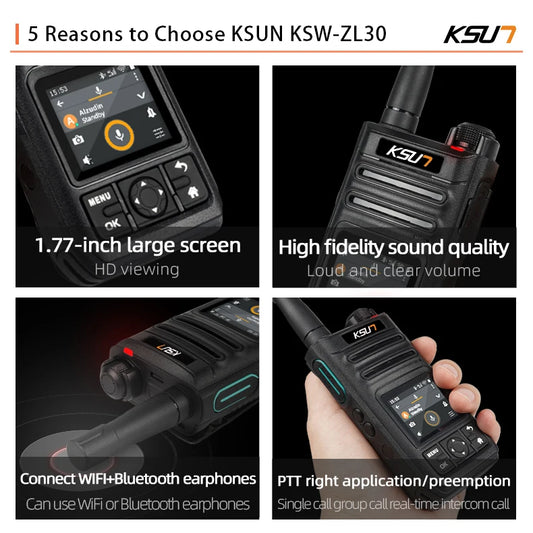 ZL30 Blue Tooth Ptt Poc 4G Network Walkie Talkie Android Handy Talkie 100 Km Range Long Range Radio Compatible With Zello App