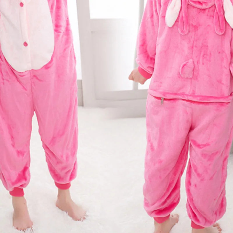 Children's One-Piece Sleep Adult Flannel Cartoon Animal Blue Pajamas Children's Performance Onesie