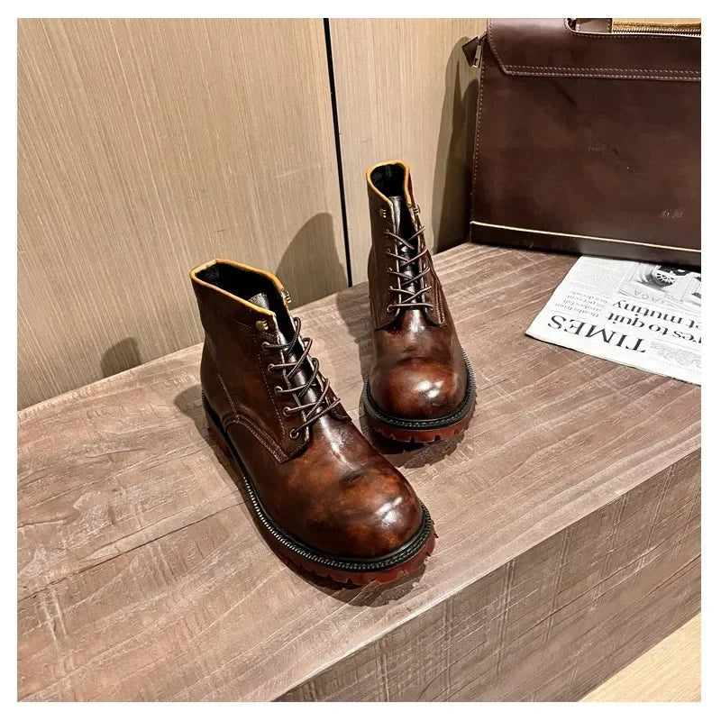 Genuine Leather Men Boots Plus Size Style Boots Soft Leather Ankle Shoes
