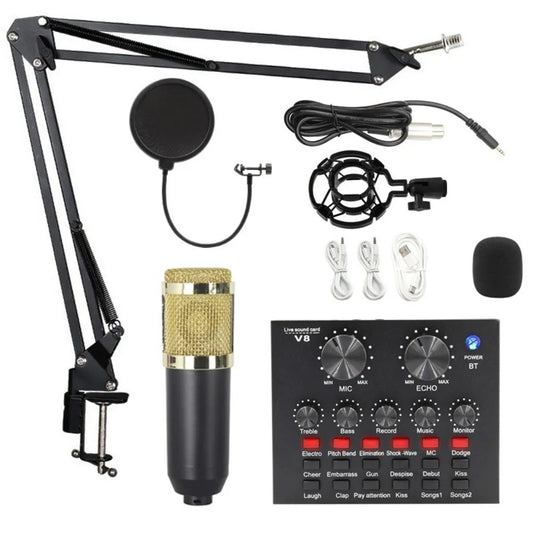 BM800 Condenser Microphone Kit Streaming Mobile Phone Voice Changer Microphone Computer Sound Card Live Podcast Equipment Bundle
