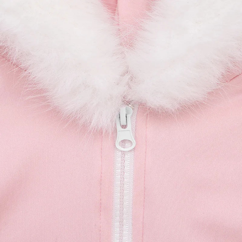 Nsauye Jumpsuits Women Long Sleeve Pullover Faux Fur Hoodies Skinny One Pieces Overalls Sexy Clubwear Sport Y2K Jumpsuit Rompers