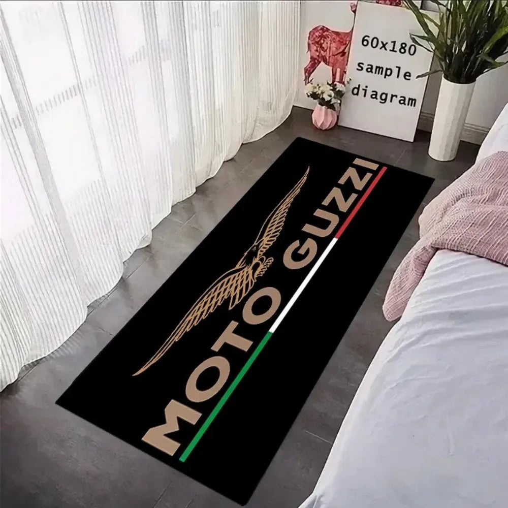 Moto Guzzi Crystal Velvet Motorcycle Mat, Anti-Slip Garage Floor Mat for Motorbike Parking, Retro Italian Style, Home Garage Dec
