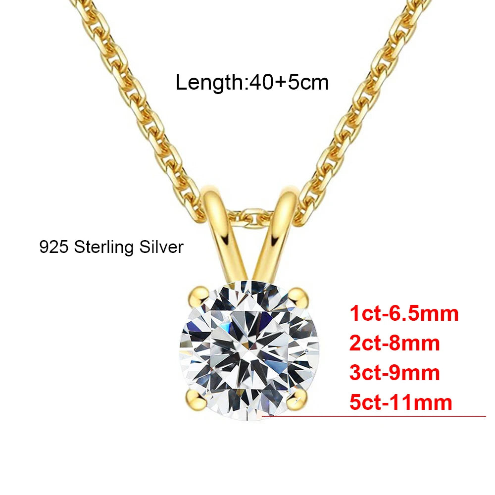 BXINY 1-5CT Brilliant Round Cut Moissanite Pendant Necklace Pure S925 Silver Certified Solitaire Diamond Neck Chain Gift Jewelry