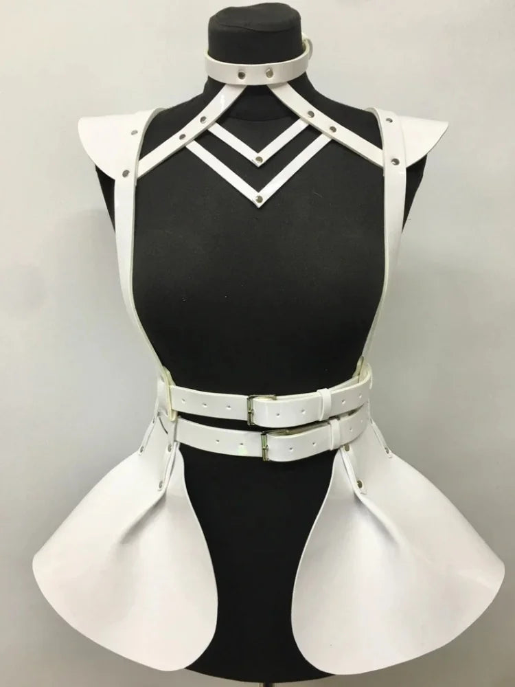 Music Festival Cyberpunk Holographic Colorful Suspender Dress Prom Accessories Belt Cosplay Costume Shiny Carnival Party Skirt