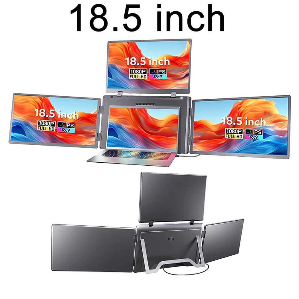 Rospider 14 to 18.5 inch Triple Screen Extender Laptop Monitor FHD Quad Display Portable Foldable Extended for MacBook Windows