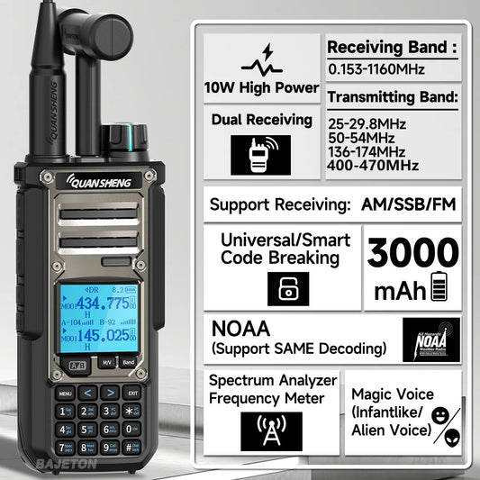 Quansheng TK11 8 Walkie Talkie 10W Dual Receiving PTT AM SSB 27MHz CB CW LSB LW MW SW Type-C NOAA for UV-K5 8 Ham Radio TK-11 5