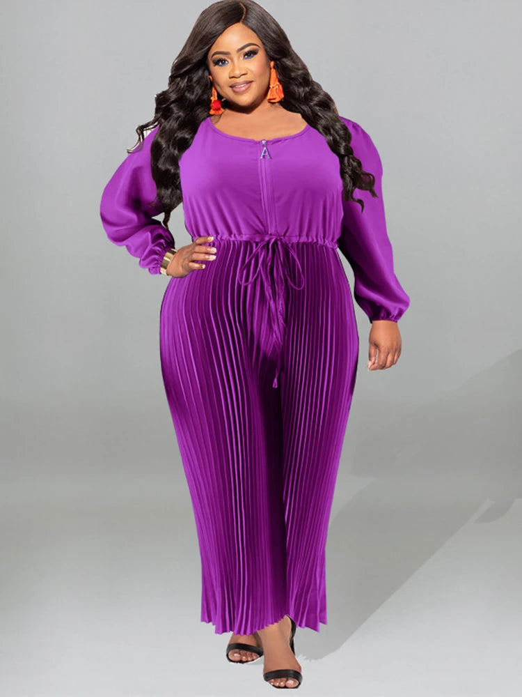 One Piece for Women Sleeves Jumpsuit Plus Size Casual Jumpsuits Pleated Pants Elegant Long Jumpsuits Wholesale Dropshipping