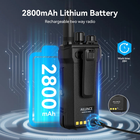 Retevis Ailunce HA1UV Ham Radio IP67 Waterproof Long Range 2800mAh Dual Band Two Way Radio Rechargeable Handheld Walkie Talkie