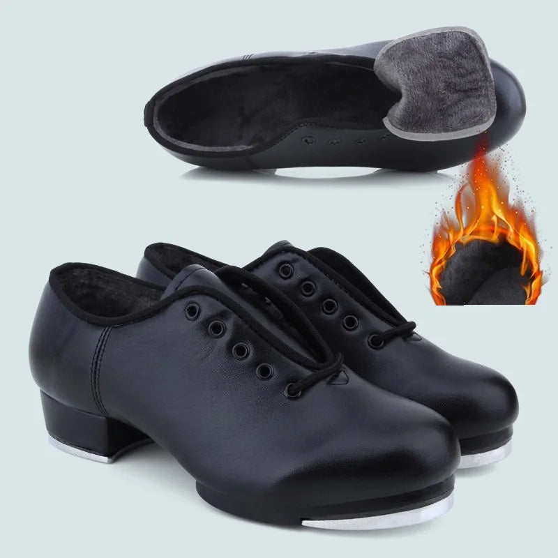 Sports Dance Shoes Adult Children Performance Tap Dance Shoes Soft Sole Natural Leather Shoes Step Sneakers Dance Shoes