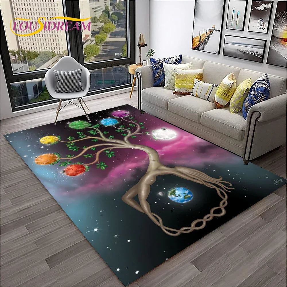 Naturalize Yoga Meditation Rainbow 7 Chakra Soft Carpet Rug for Home Living Room Bedroom Sofa Doormat Decor, Non-slip Floor Mat