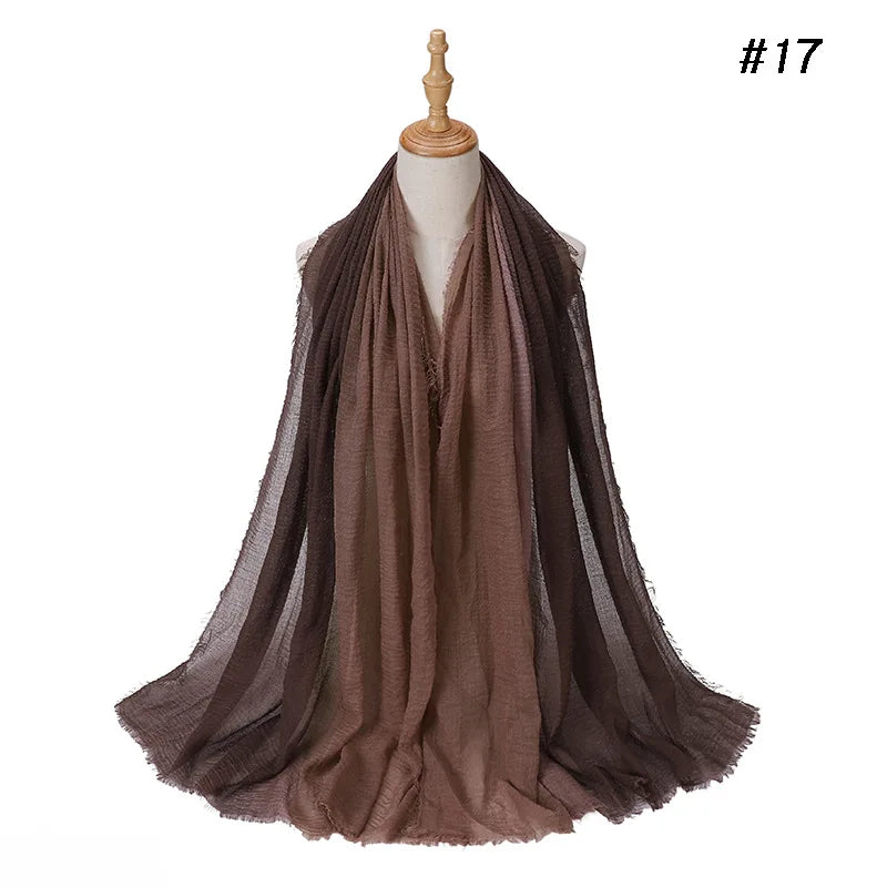 180*90cm Gradient Cotton Linen Women Muslim Hijab Scarf Woman Islamic Arab Shawl Wrap Head Scarves Ready To Wear Headscarf