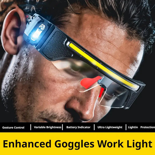 Smart Sensor LED Glasses Lamp Dual Color Light Protective Goggles USB Charging Long Lasting IPX6 Waterproof For Working Fishing