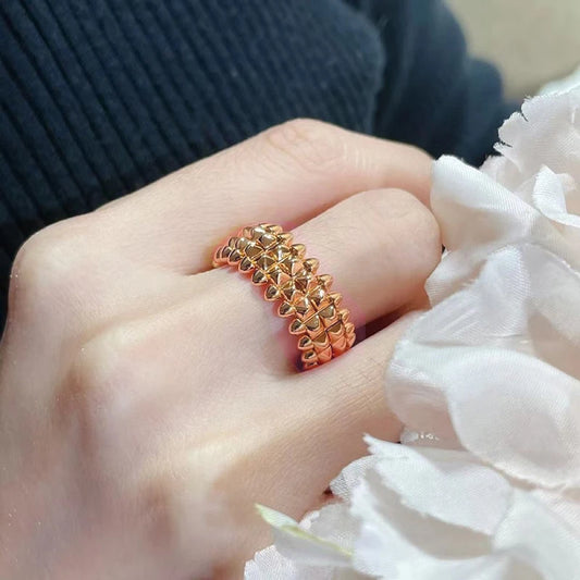S925 Silver With Rose Gold Wide Rivet Ring Men Women's Classic Design Temperament Fashion Brand Party Luxury Jewelry