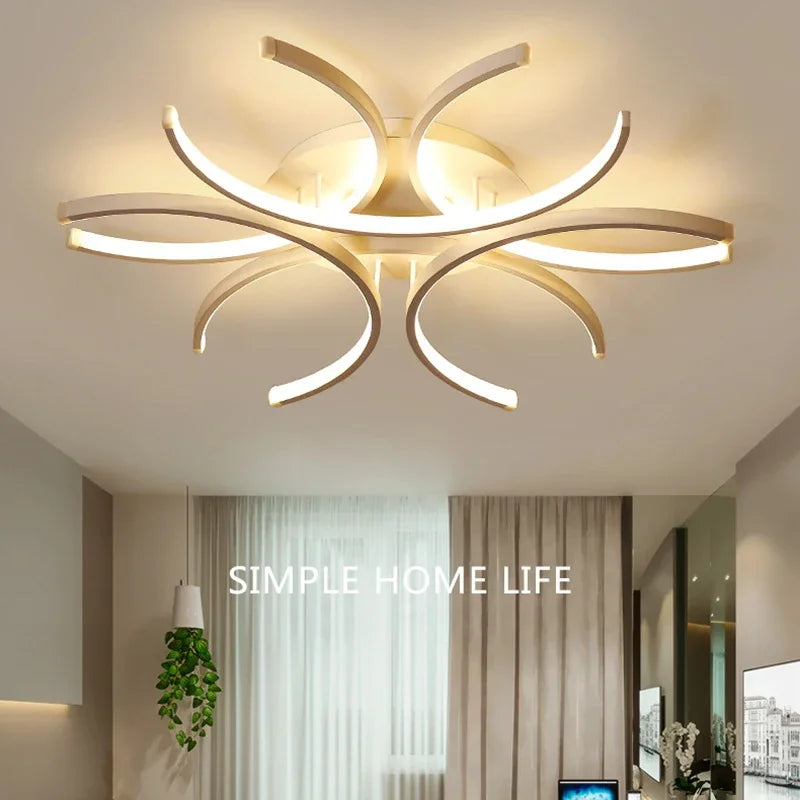 Modern Led Chandelier Lights White Ceiling Lamp Bedroom Circle Attic Living Dining Room Kitchen Interior Light Fixture
