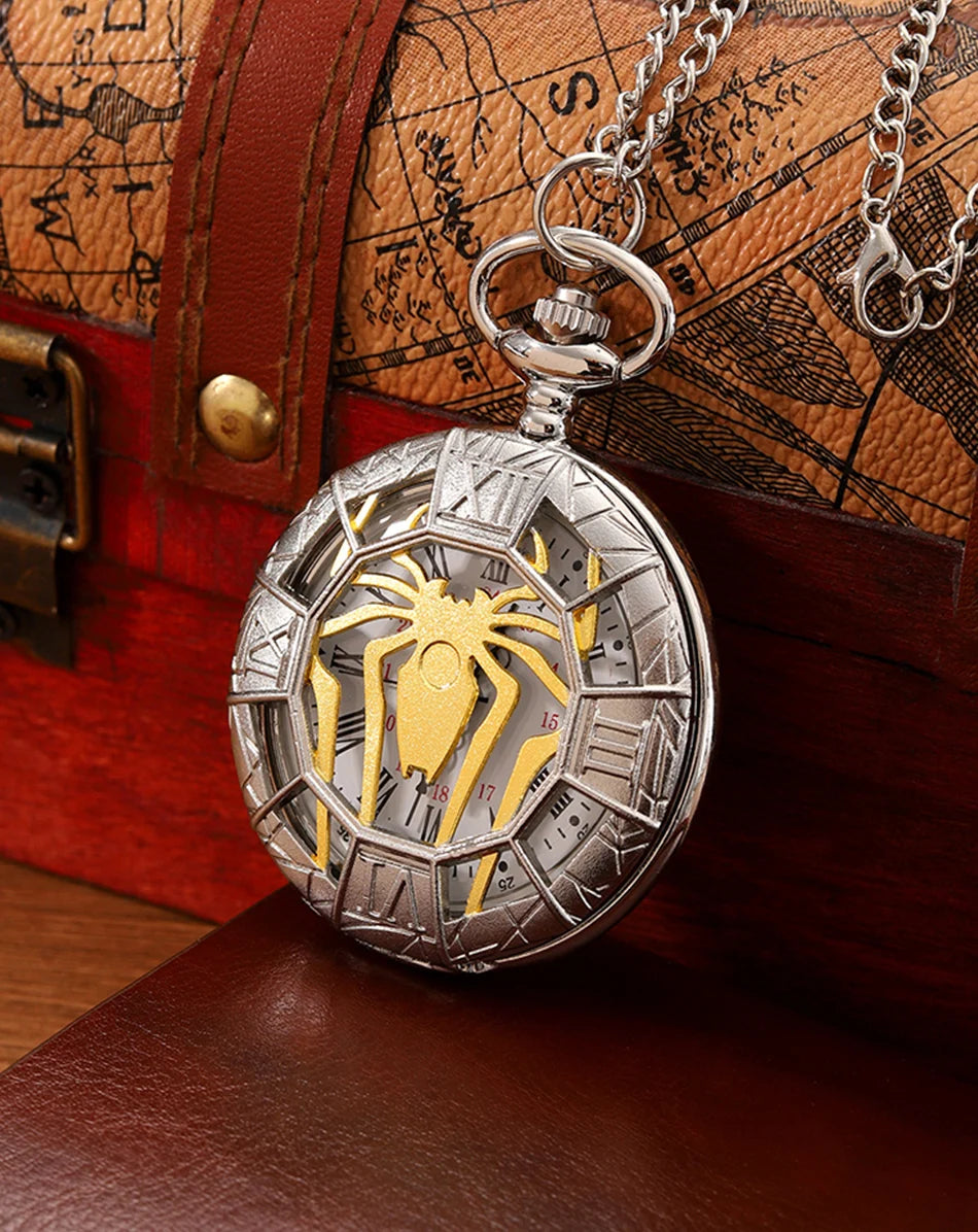 Fashion New Vintage Relief Carved And Hollowed Out Roman Flip Style Pocket Watch On Chain Pendant Clock Chain Mens Women