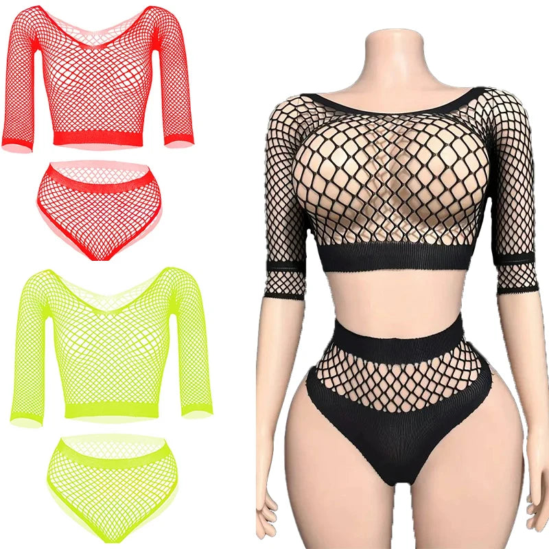New Mesh Fishnet Bodystockings For Women Erotic Lingerie Sexy Open Bra Crotchless Teddies Bodysuits Female Sexy Porno Underwear