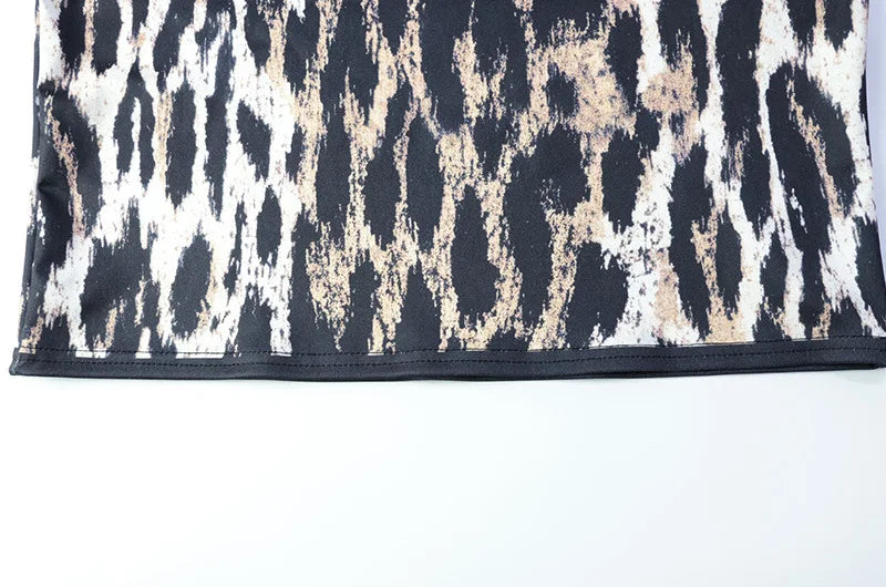 2026 Summer Fashion New Women's Elegant Design Leopard Pattern Dress Slimming Bag Hip Hanging Neck Hanging Long Dress