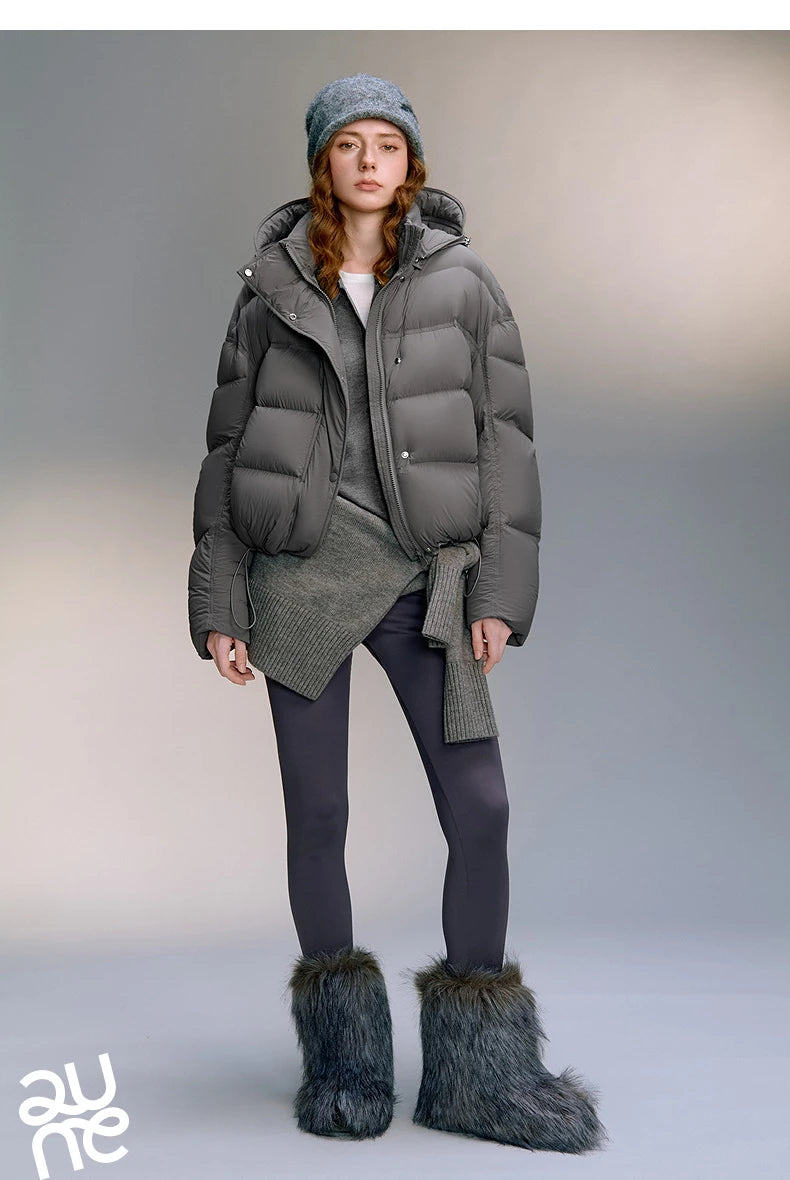 TOYOUTH Women Down Jackets 2025 Winter New Ultra-soft Cicada Wing Puff Hooded 90% Down High Loft Bread Coat